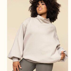Popflex NWT Ooey Gooey Mockneck Sweatshirt with Pockets Silver Birch 1X/3X